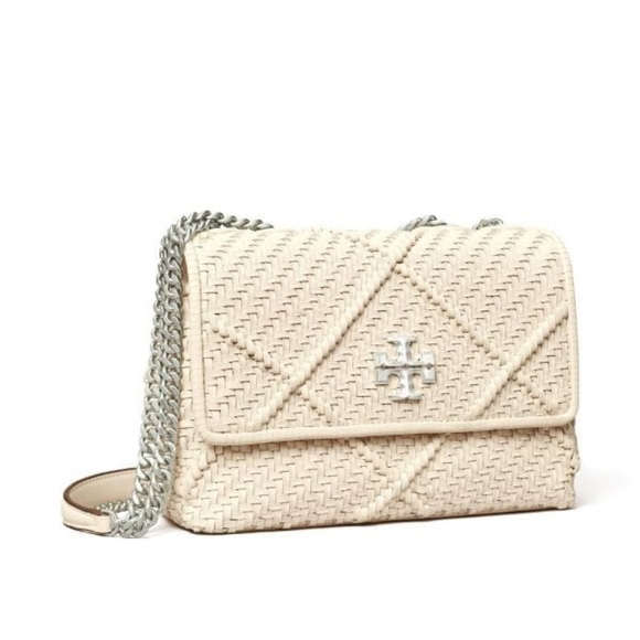 Tory Burch Kira Diamond woven small convertible shoulder bag ivory color - Picture 2 of 16